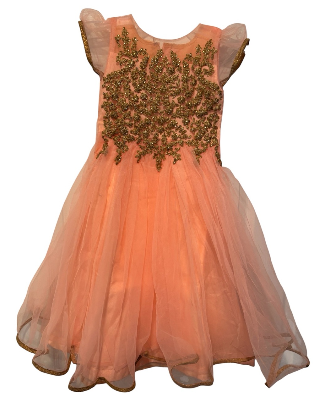 Bali Peach and Gold Girls Party Dress
